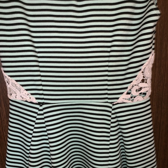 Mint Green and Black Striped Dress - Picture 3 of 4
